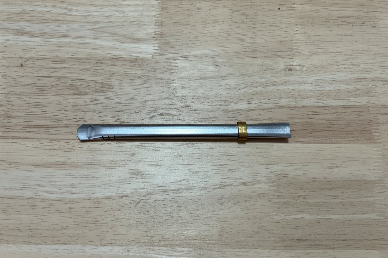 Bombilla chata de acero inoxidable para mate 15cm