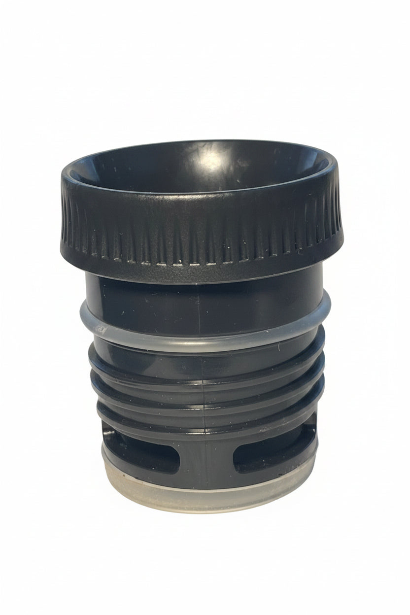 Tapón de vaso negro para termo Stanley vista de perfil.