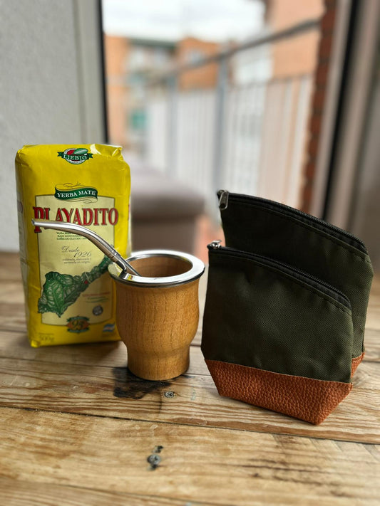 Kit matero completo de algarrobo para empezar a tomar mate.