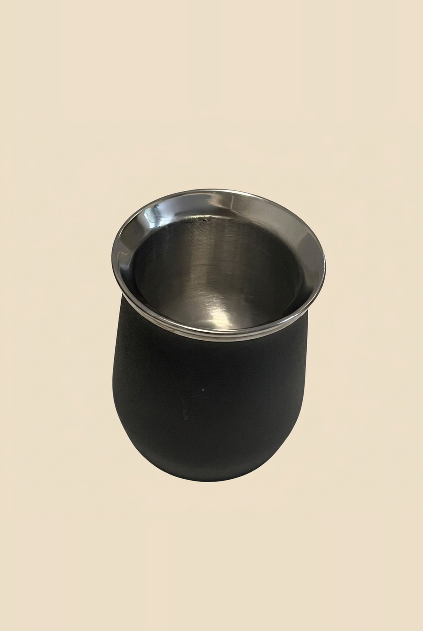 Mate térmico clásico de acero inoxidable negro, otra vista